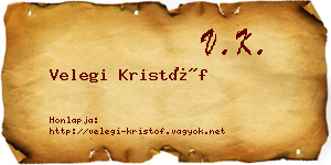 Velegi Kristóf névjegykártya